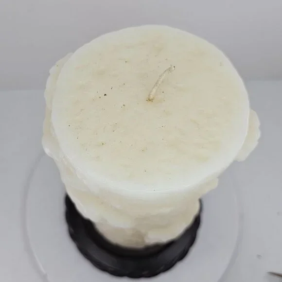 Decorative White Pillar Candle With Running Horses Design